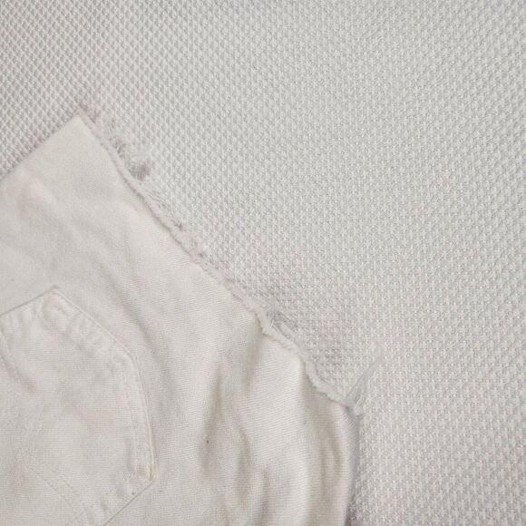 Vintage 90s Cut Off Jean Shorts Womens Size 10 White Denim Destroyed Frayed - Picture 3 of 6